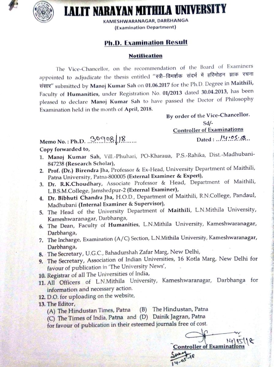 Dr. Manoj Kumar Sah